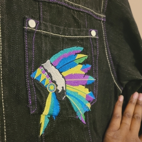 Coogi Australia | Youth Size Black Graphic Denim Jacket (Size 14/16) - Picture 10 of 15